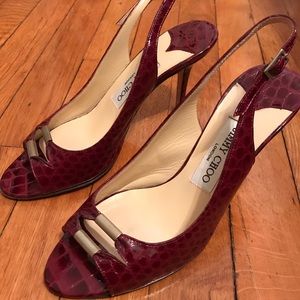 Jimmy Choo Croc Printed Trellis Slingback 36.5